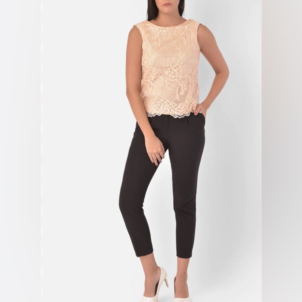 Forever 21 Pink/Rose Lace Summer Tank Top Blouse L